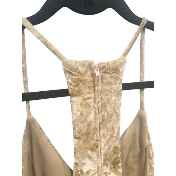 Vintage B.Darlin Womens Velvet Fairy Mini Dress Size 9 10 Cocktail Gold NEW Y2K - Picture 10 of 15